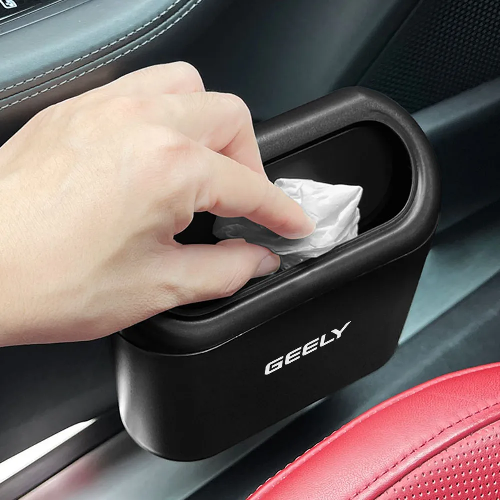 Car Hanging Trash Bin For GEELY GC6 GC9 LC EMGRAND X7 EC7 EC8 CK ATLAS CK2 CK3 Mk Auto ABS Vehicle Garbage Dust Case Storage Box