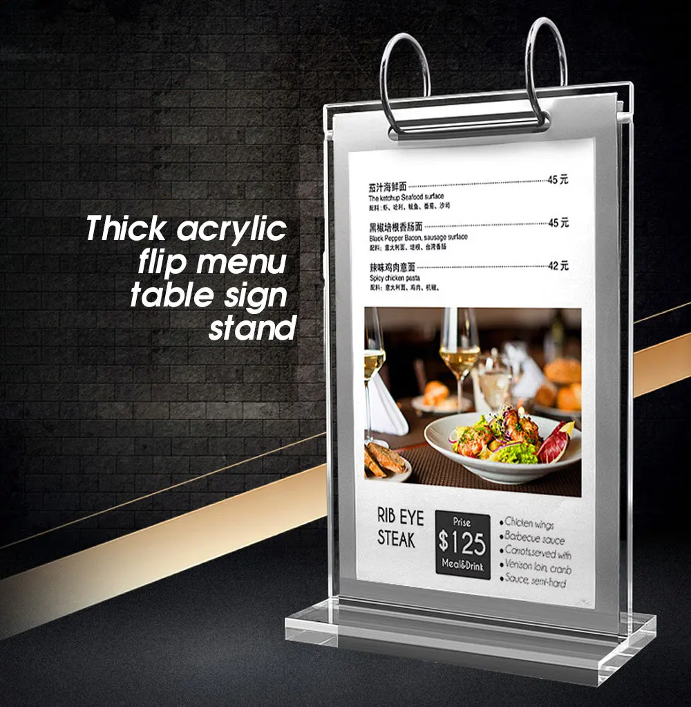 

A4 Double-sided 8.5" X 11" Transparent Flip Page Acrylic Table Sign Menu Paper Frame Desk Sign Holder Display Stand