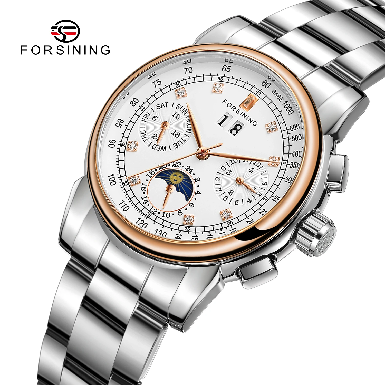 Forsining Automatic Winding Women Watches Genuine Leather Strap Luxury Date Mechanical Clock Business Dress Women\'s Wristwatch