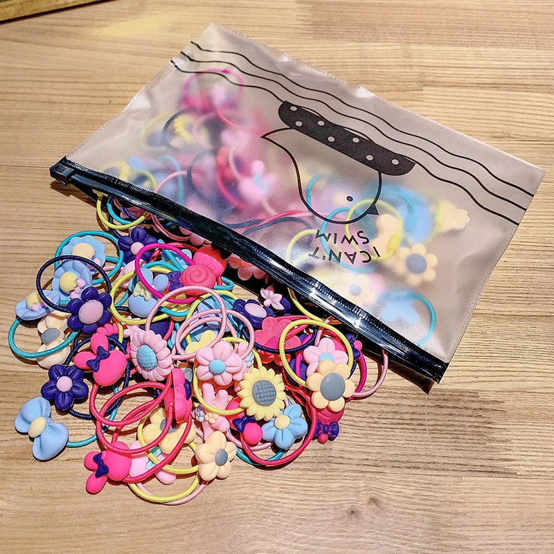 20Pcs/Set Children\'s Elastic Hair Bands Girls Headdress Not Hurt Hair Hair Ring Lady Lovely Hair Rope Fashion Hair Accessories