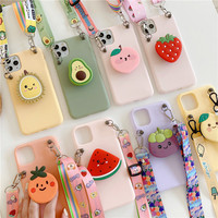 3D Avocado Holder Stand Soft Phone Case for Xiaomi Redmi Note 10 10S 10T 9 9S 9T 8 8T 7 6 5 Pro Max 5A 4 4X 5G lanyard Cover