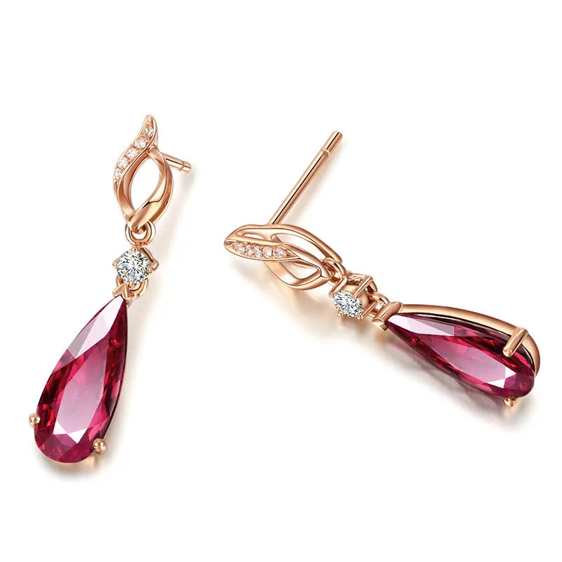 Cellacity Water Drop Shaped Ruby Earrings for Women Trendy Silver  Jewelry Rose Gold Color Ear drops Female Party Accessory