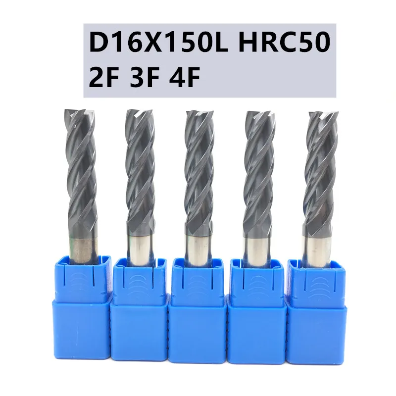 

1PC HRC50 D16 150L 16mm 2F 3F 4F Carbide Tool CNC Machining Milling Cutter