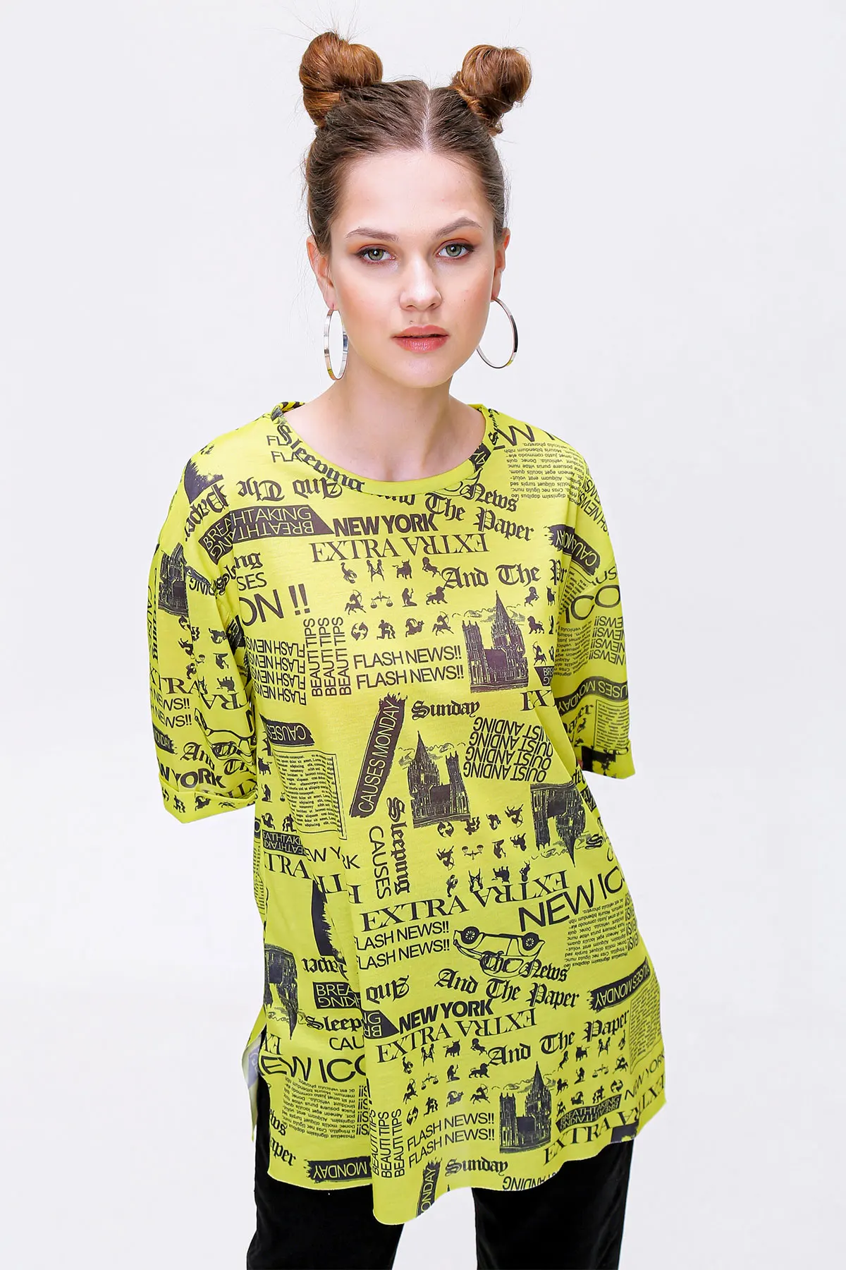 

Newspaper Printed Oversize Tshirt 2021 Summer Spring Women 'S T-shirt Fashion Tops Sexy Print Ladies top