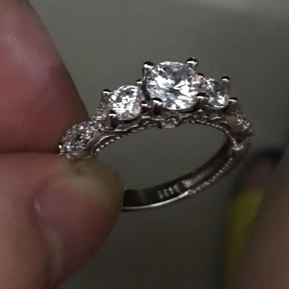 90% OFF Vintage Three stone Lab Diamond Ring Real 925 sterling silver Engagement Wedding band Rings for Women men Party Jewelry