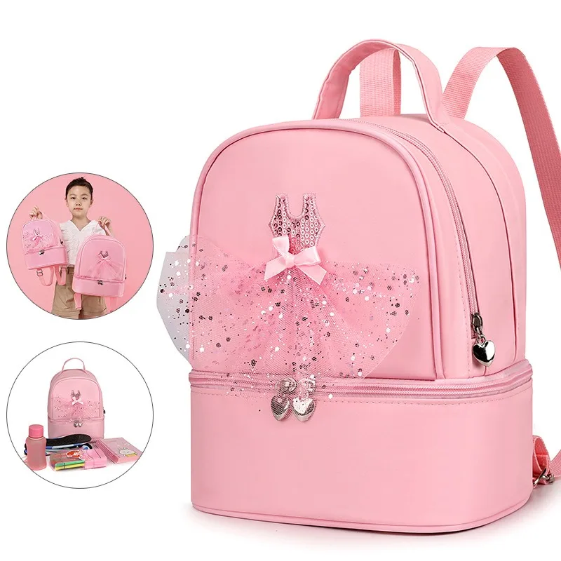 Mochila De chica de Ballet bonita para niñas, bolso escolar de princesa, mochila bordada para baile