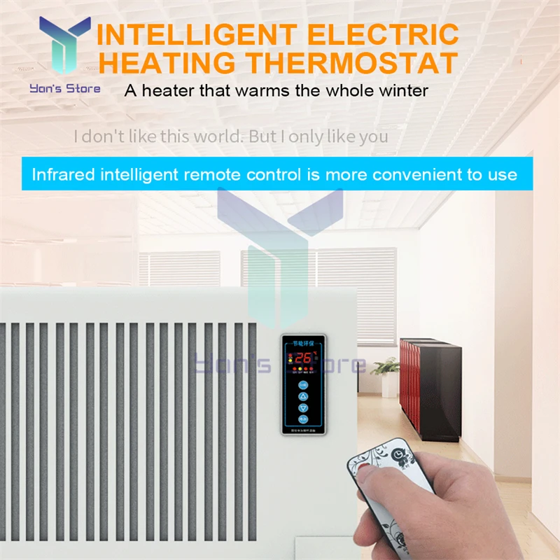 AC110V-220V 2500W Intelligent Electric Heat Thermostat Temperature Controller with Infrared Remote Control for Electric Radiator