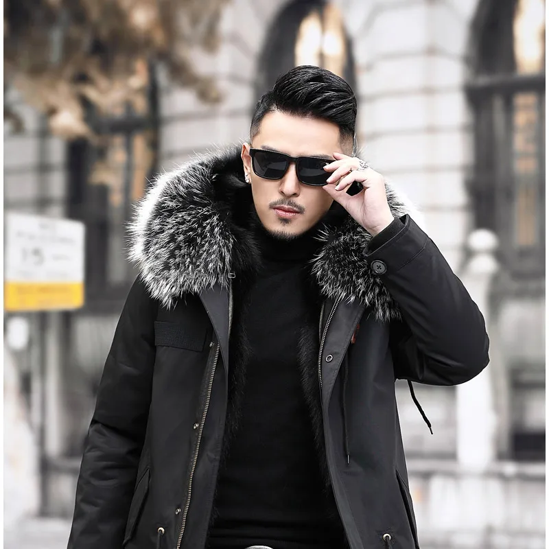 Cllikko 100% Real Fur Collar For Parkas Coats luxury Warm Natural Raccoon Scarf Women Large Fur Collar Scarves Male Jackets coat