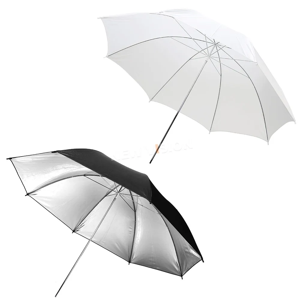 4 Section 180cm Folding Light Stand + 33" Soft light & Reflective Umbrella + Hot Shoe Adapter + Carrying Bag