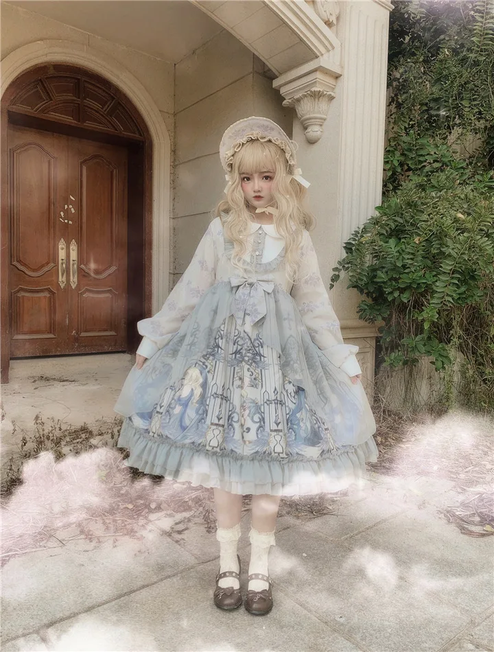 Robe princesse lolita pour filles, style rétro, col de poupée, taille haute, victorienne, kawaii, gothique, lolita op loli, cosplay