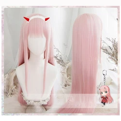 Anime DARLING in the FRANXX 02 Cosplay Wigs Zero Two Wigs 100cm Long Pink Synthetic Hair Perucas Cosplay Wig + Wig Cap+Hairclip