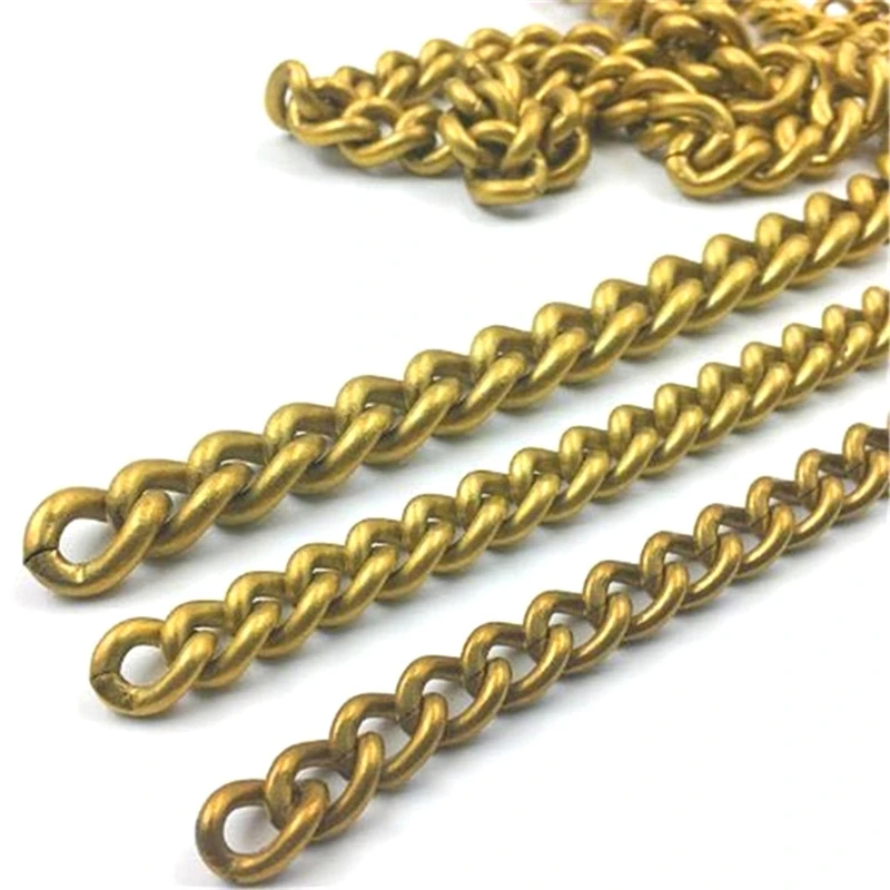 1 meter Solid Brass Open Curb Link Chain Necklace Wheat Chain 6/8/10mm None-polished Bags Straps Parts DIY Accessories