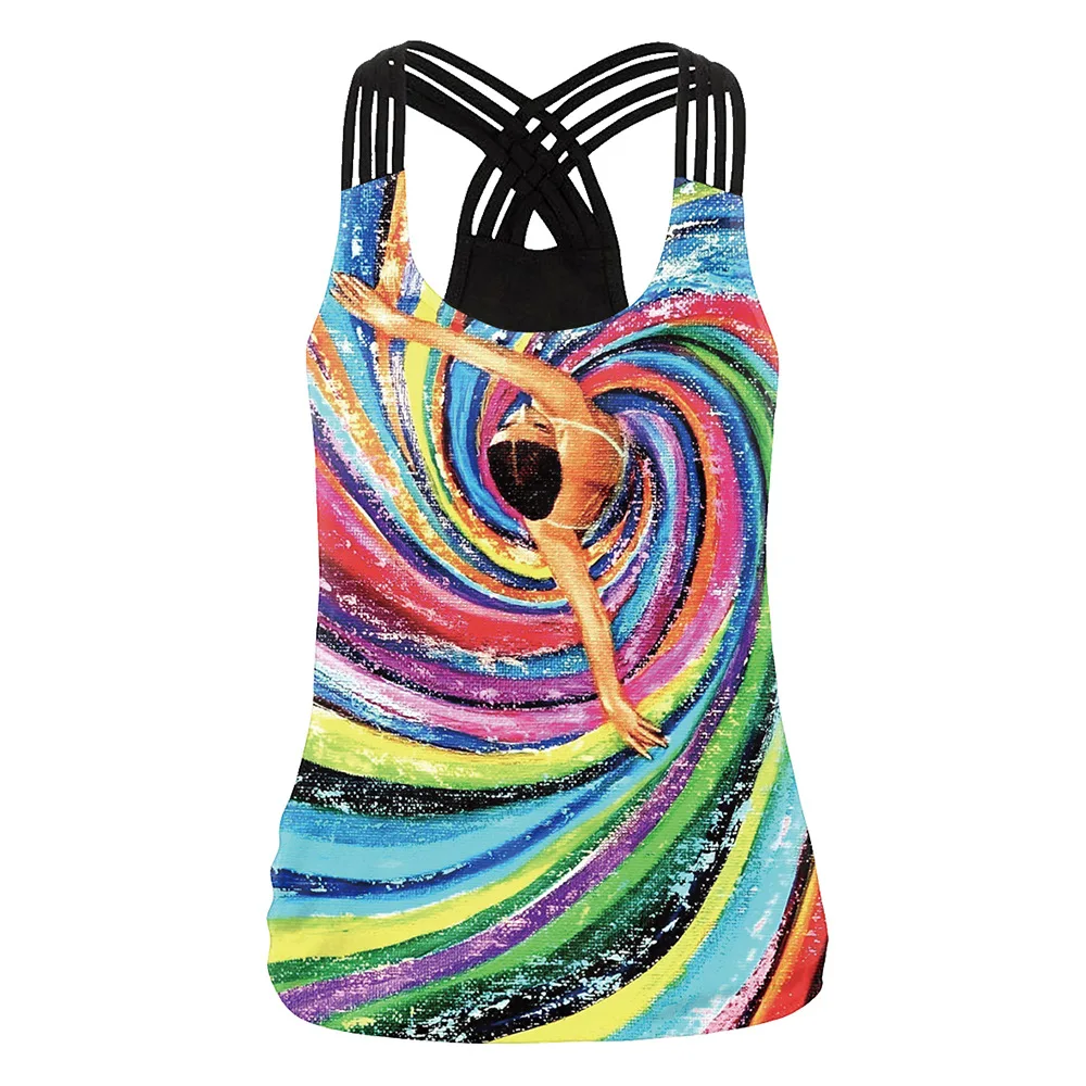 Summer Sleeveless Shirts Women Sport Vest 3D Printed Yoga Tops Elastic Running Tank Tops Quick Dry Gym Fitness Undershirt Female