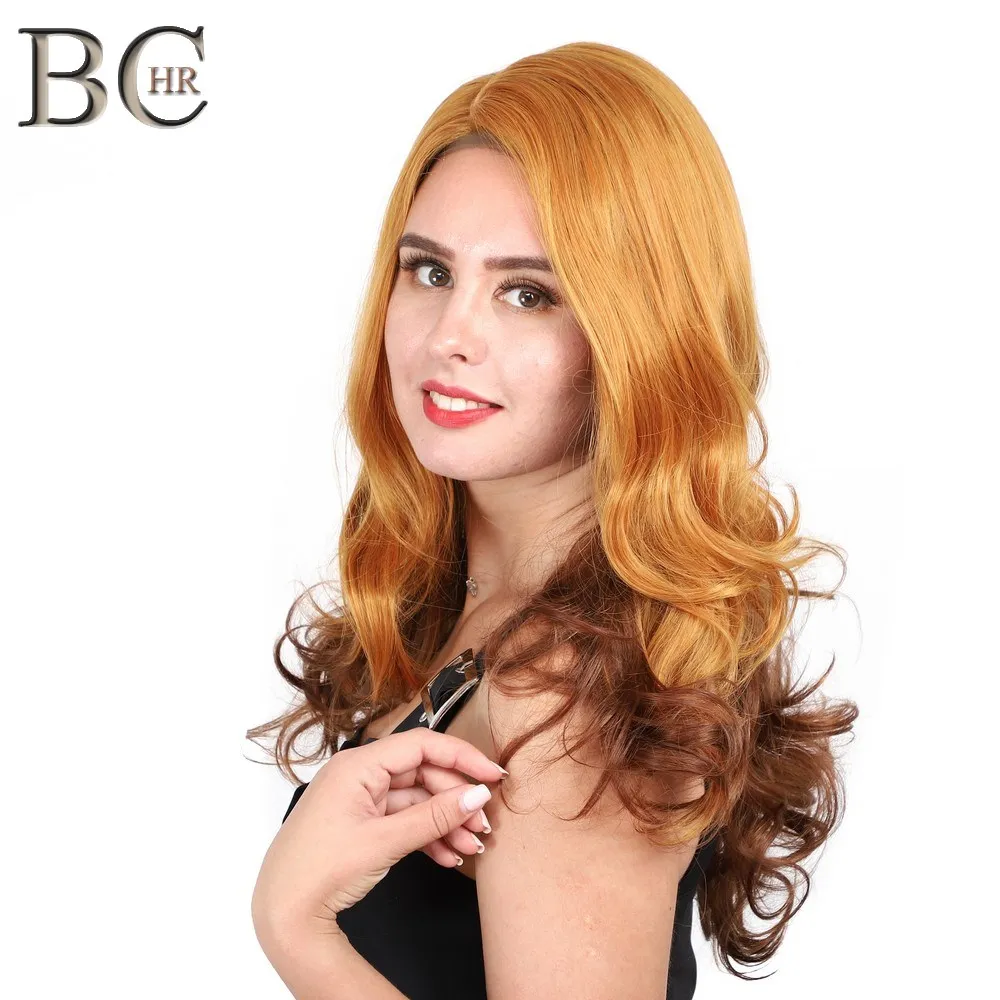 

BCHR Long Wave Synthetic Lace Front Wigs Heat Resistant Brown Wigs Glueless for Black Women