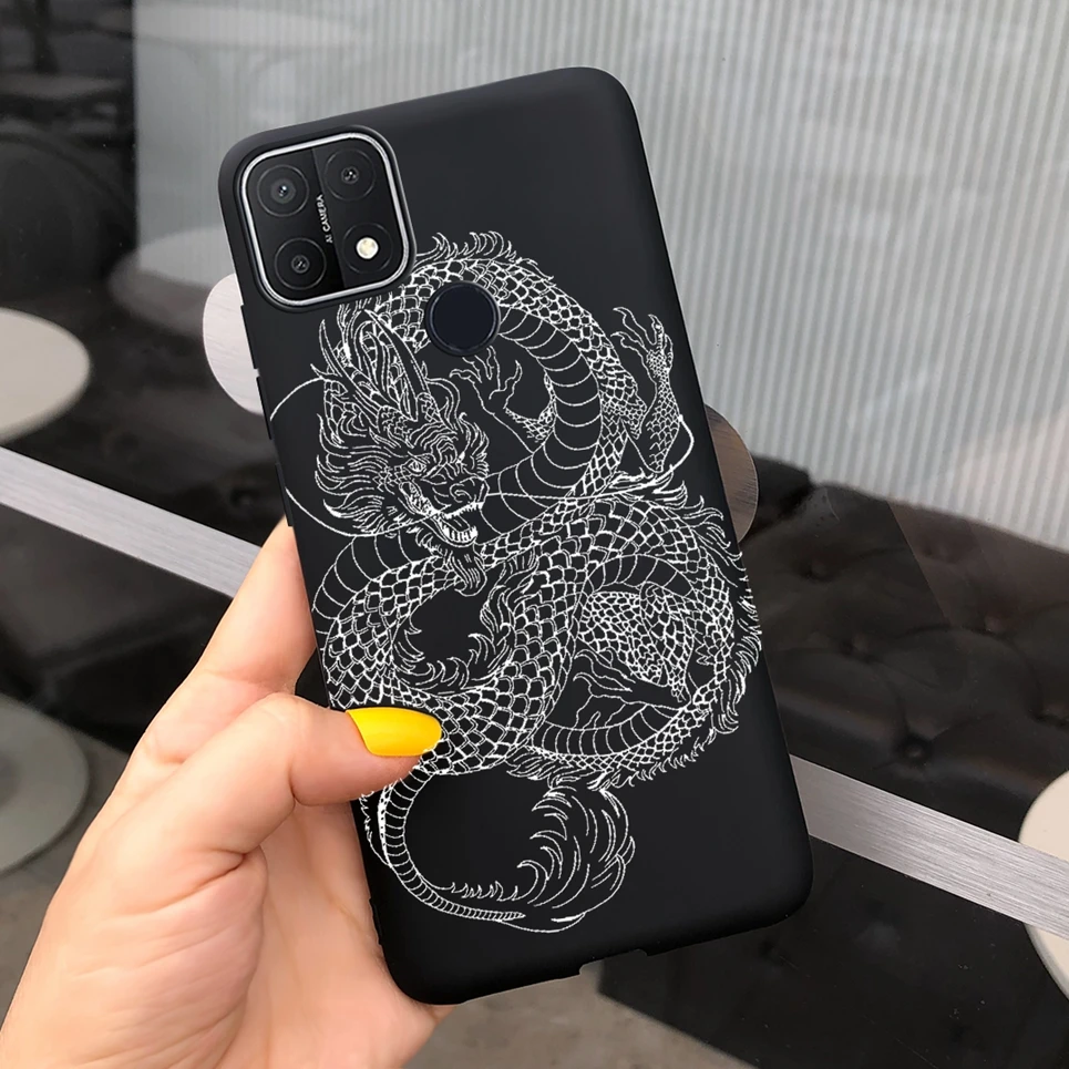 Phone Case For OPPO A15 Black Cool Series Dragon Alien Soft TPU Silicone Cover For Oppo A15 Cases Shockproof Bumper Oppo A 15