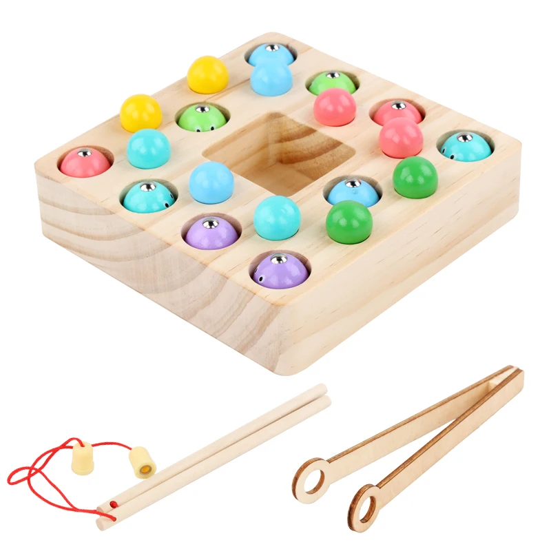 Kids Toys Wooden Toys Montessori Clip Beads Magnetic Digit Fishing Game Early Learning Education Toys Baby Birthday Xmas Gift