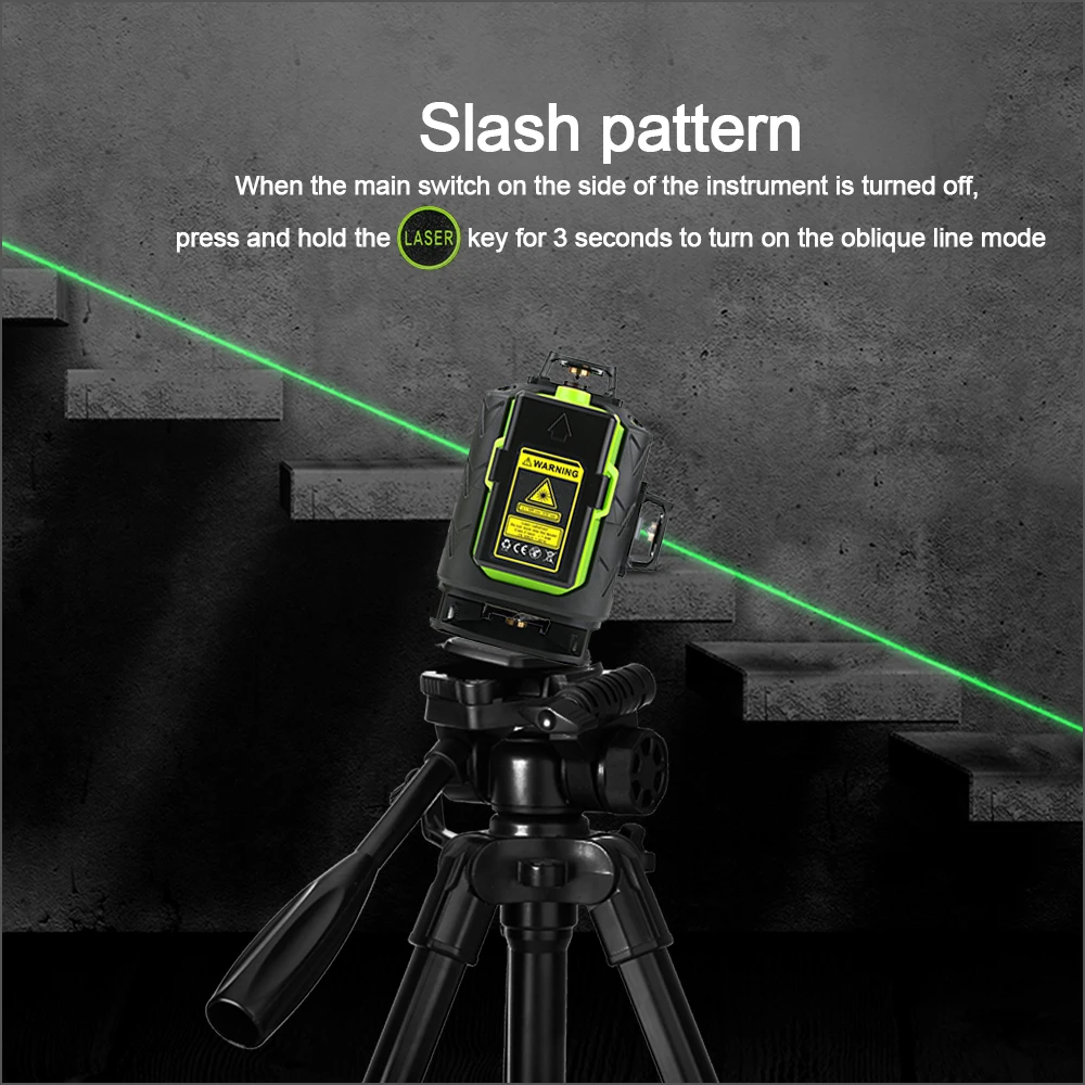 Fukuda Laser Level Green Light Self Leveling Horizontal 360° Vertical 16 Line Lasers Bracket 4D Tripod Professional Laser Level