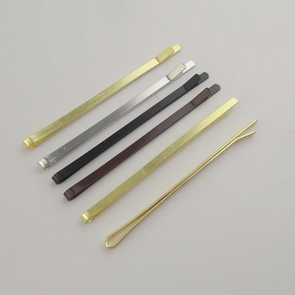 

50PCS 3mm*7cm Golden/Brown/Silver Flat Metal Bobby Pins Plain Hair Slide Side Hairpins Barrettes for DIY Nickle free Lead free