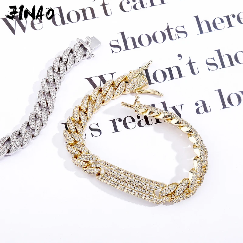 JINAO 2020 NEW High Quality  Personality Iced Out AAA+CZ HIP HOP 9MM Bracelet Men and Women Jewelry For Gift