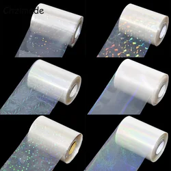 Chzimade 1Roll 120mx8cm Holographic Nail Foil Gold Silver Nail Art Transfer Decal Foil Sticker Decals Nail Decoration