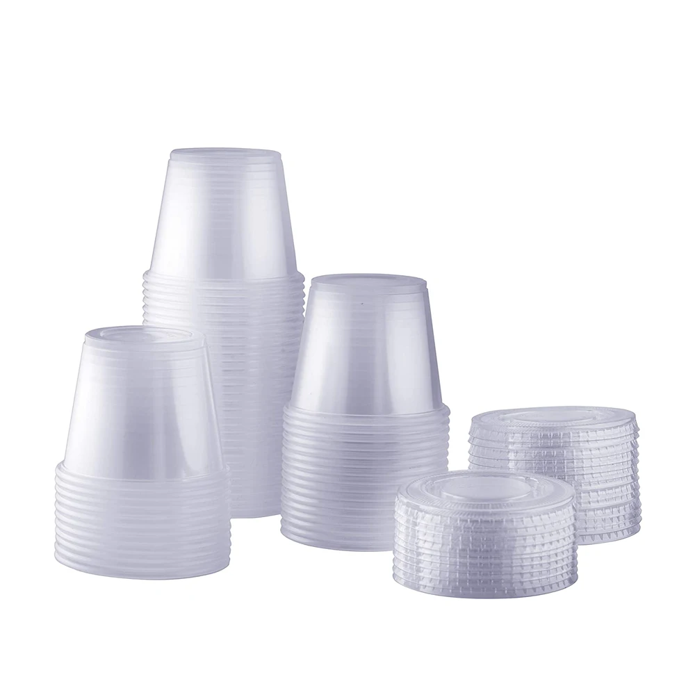 

5 oz Plastic Disposable Portion Cups With Lids, Souffle Cups, Condiment Cups