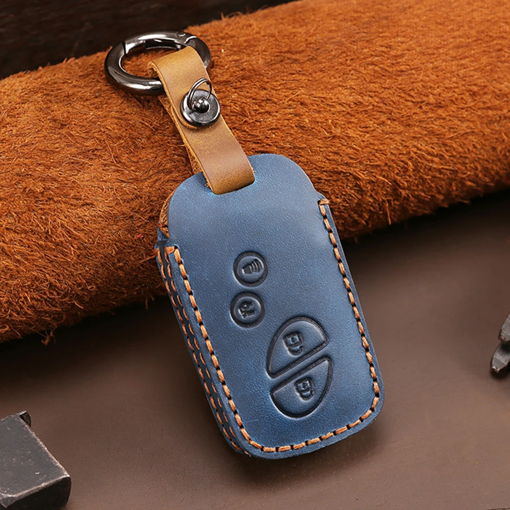 

4 Buttons Blue Leather Key Fob Case Cover For Lexus IS250 ES240 ES350 RX270 RX350 RX300 Keyless Entry Remote Key Car Accessories