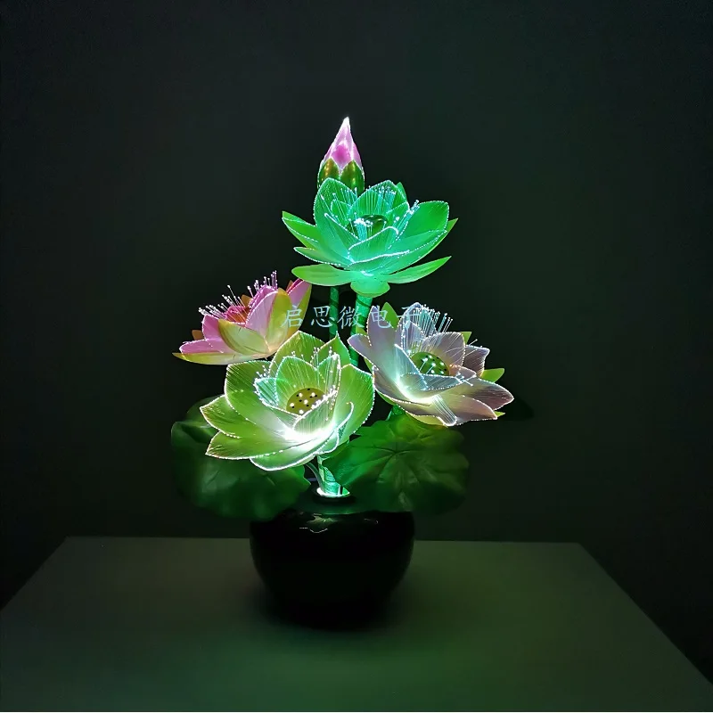 New Led flower lights Lotus light buddha lamp Fo lamp Novelty artistic optical fiber flower