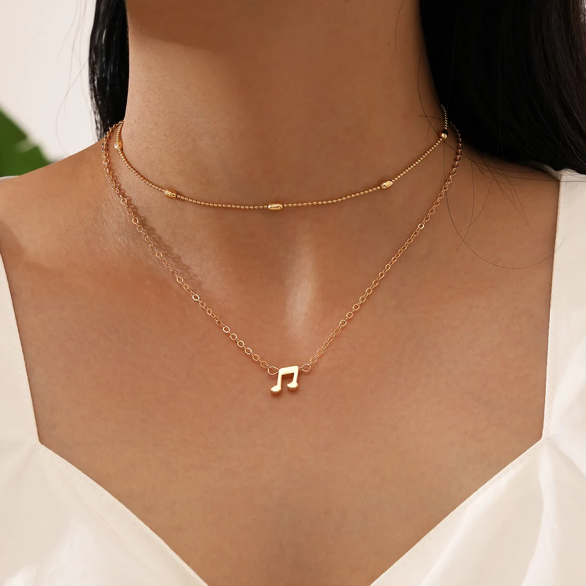 HI MAN 2PCS/SET Bohemian Creative Oval Musical Note Pendant Necklace Women Exquisite Elegant Wedding Friendship Jewelry Gift