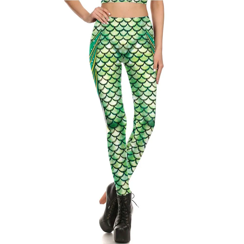 Fashion Scales Printed Women Leggings Mermaid Cosplay Anime Leggings Sexy Tights Fitness Female Elastic Casual Pants