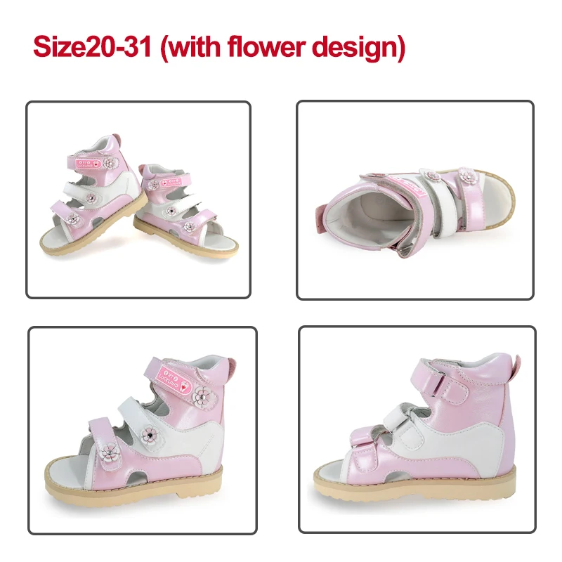 Ortoluckland Baby Girls Sandals Children's Orthopedic Shoes  For Kid Princess Toddler Flower Leather Footwear