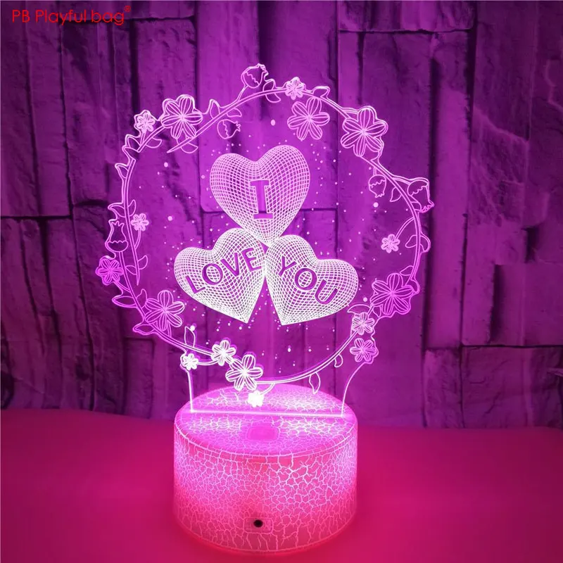 Playful bag Valentine's day LOVE 3D visual lamp Wedding Love Souvenir Gifts for lover Creative Room decoration 3D Acrylic Y102