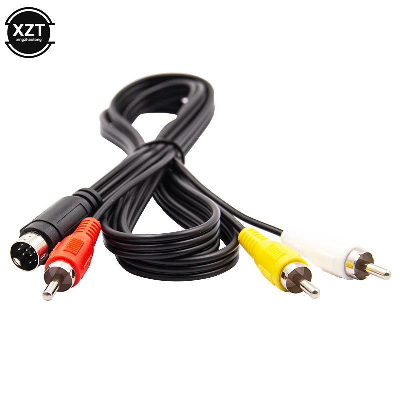 

1.8M Retro-bit AV RCA Audio Video Cable For Sega Genesis 2 3 II III Connection Cord 3RCA to 9 Pin Nickel Plated Plug Game Cable