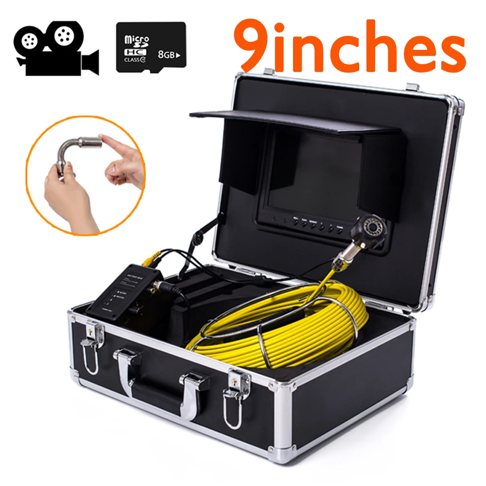 

9inch DVR Recorder 20m 720P Drain Sewer Pipeline Industrial Endoscope Inspection System 12V4500mAh Battery Pipe Video Camera