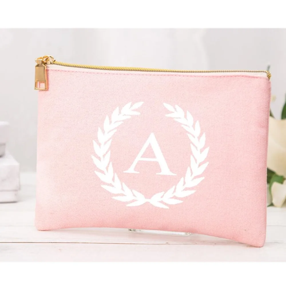 

Personalized Name bag Bachelorette Party Canvas Monogram Cosmetic Bag Custom Bride make up bag Bridesmaid Gift Makeup Bag