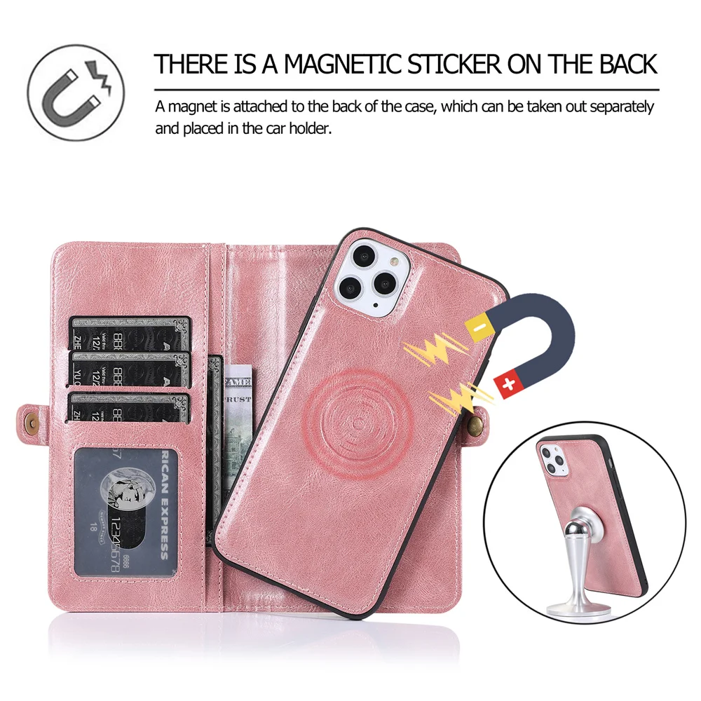 Magnetic Flip Leather Case For iPhone 15 Pro Max 14 Plus 13 12 11 X XS XR SE 2022 8 7 6 Wallet Card Detachable Phone Cover