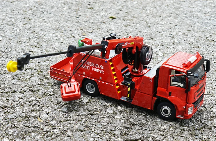 High Quality 1:43 Diecast Jieda Man Fire Truck Models, Scale Rescue Fire Fighting Truck Boost Pumper Truck Model for Gift