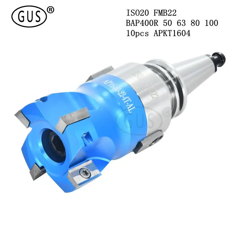 Rosto Endmill Titular Concha Moinho de Extremidade Mandril Fresagem Cnc Mais Bap400r 50 63 80 100 Cortador 10 Peças Apkt1604 Lâmina Novo Peças Iso25 Iso20 Fmb22