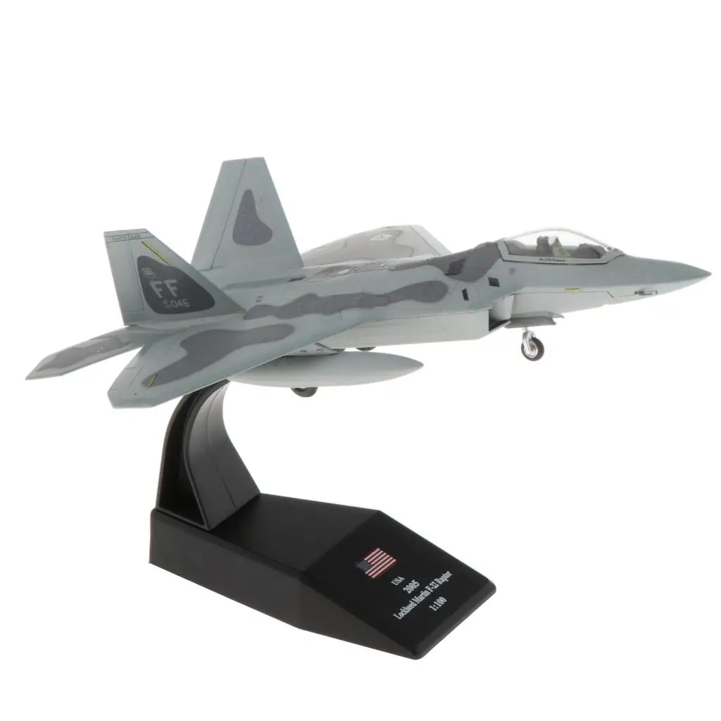 1:100 F-22 Fighter Raptor Metal Airplane Mode Aircraft For Collections Home Desk Top Decoor