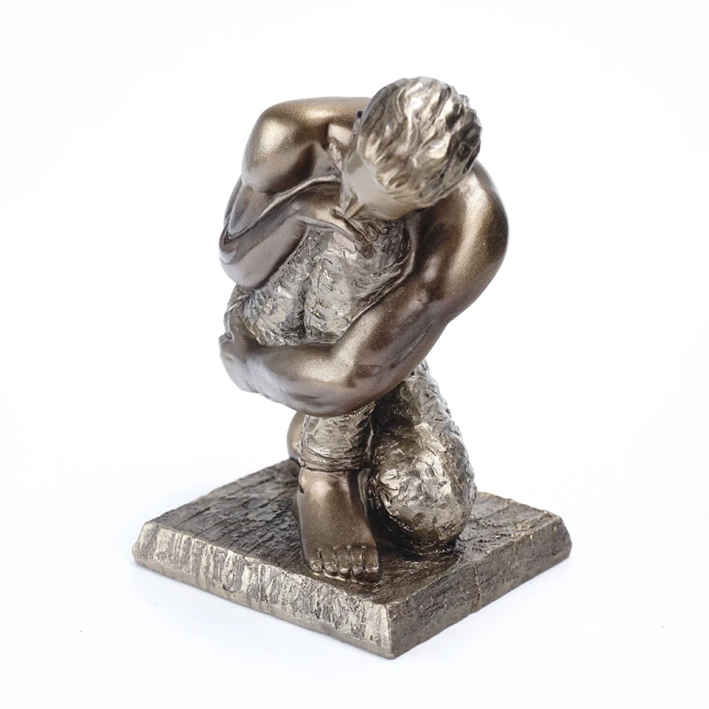 

Figurine Accessories Resin Statue Half Naked Men Bronze Gold Sculpture Home Decor Living Hotel Study Room Decorations Golden