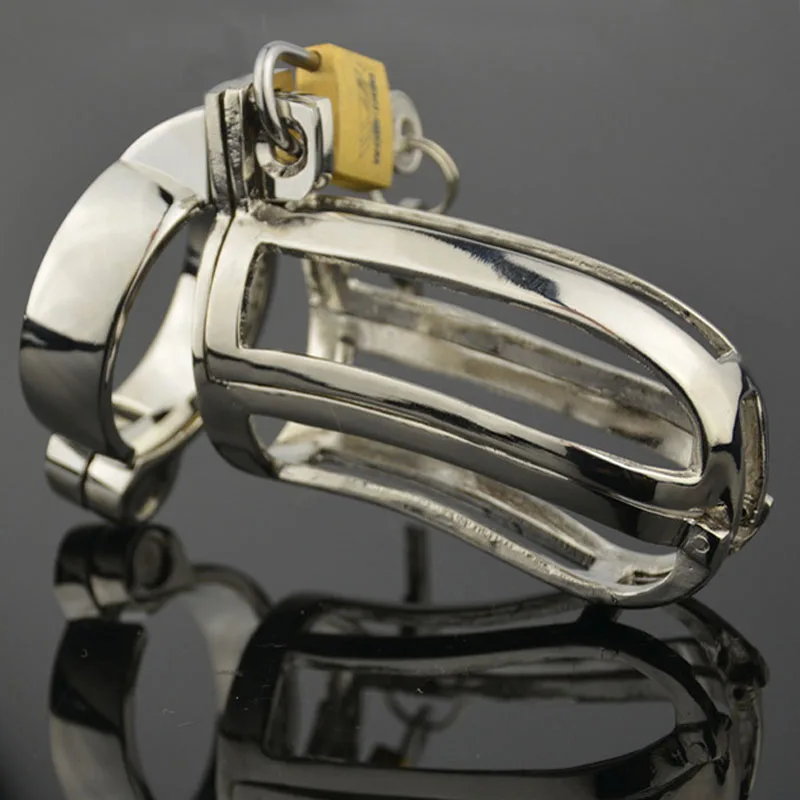 Opening and closing Chastity lock device metal cock cage BDSM Bondage Sex Toys For Men Cbt Male Chastity cage Cockring CB6000 view 6