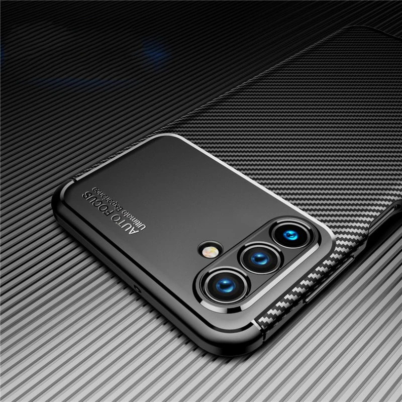 For Samsung Galaxy S23 FE 5G Case Carbon Fiber Pattern Funda Sumsung S23FE S 23 F E Cover Camera Shockproof Silicone Back Coque