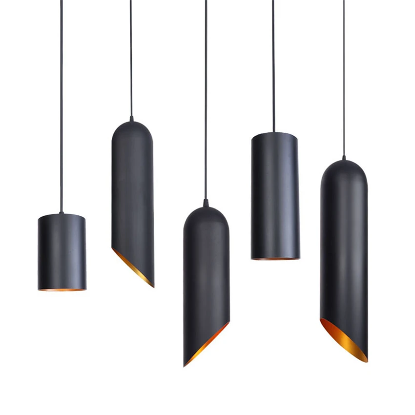 

Minimalist Aluminum Black Oblique Pendant Lights Bedroom Living Room Nordic Loft Industrial Restaurant Hanging Lights Fixtures