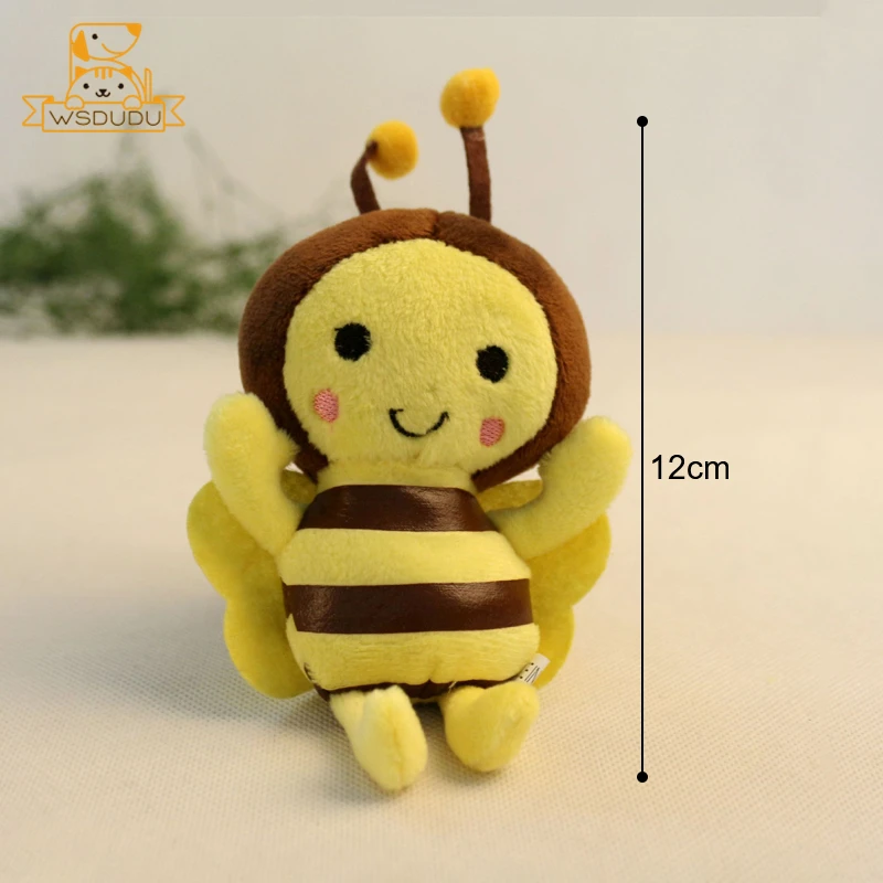 2 قطعة سلسلة المفاتيح القطيفة النحل الأصفر الكرتون محشوة الحيوان مع سبيكة سلسلة حقيبة سحر كيرينغ لعب الاطفال هدية دمية نحل العسل الصغيرة ديكور