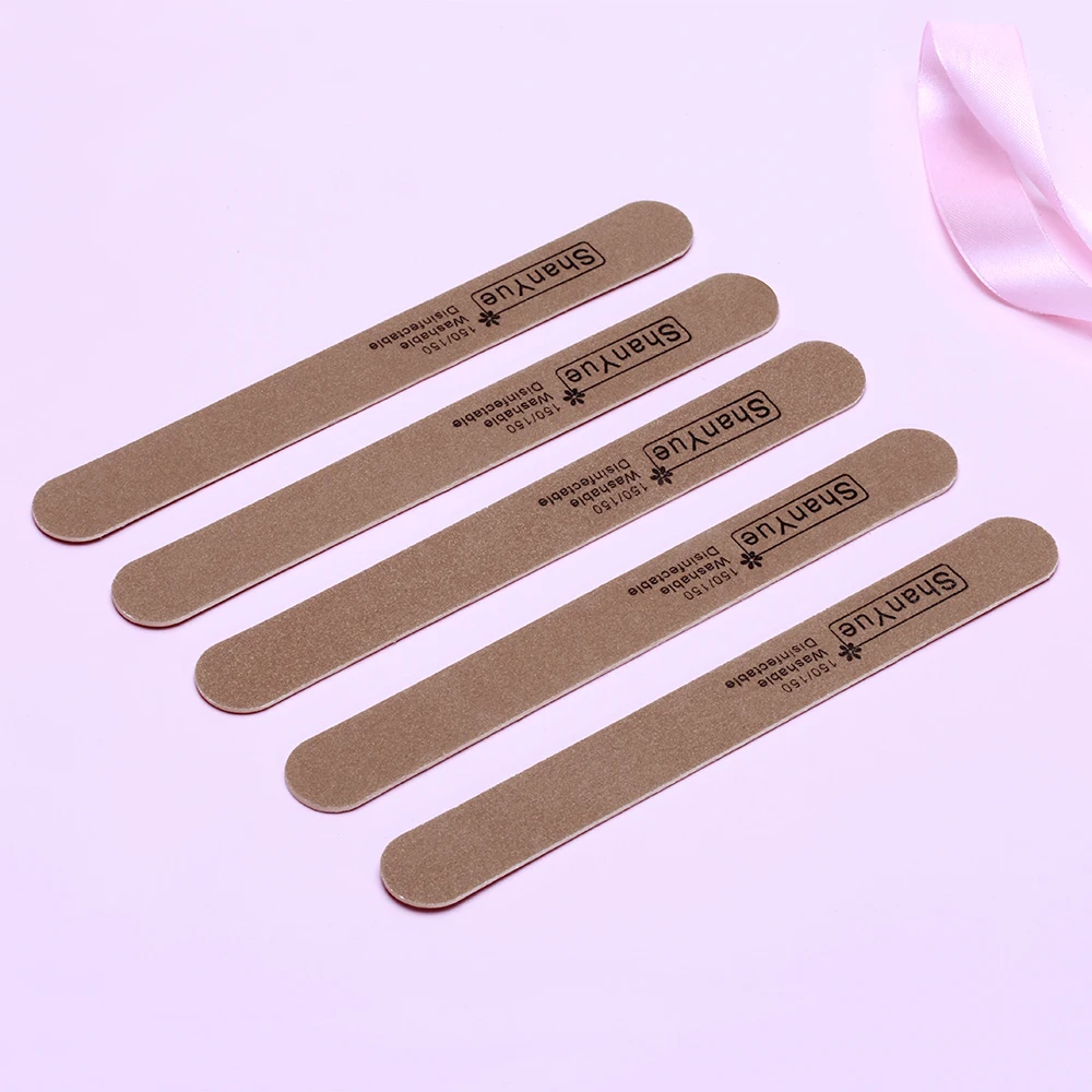 10pcs Wooden Nail Files Nail Art Sanding Buffer 150/150 Professional Thick Coffee Sandpaper UV Gel Polisher Manicure Tools