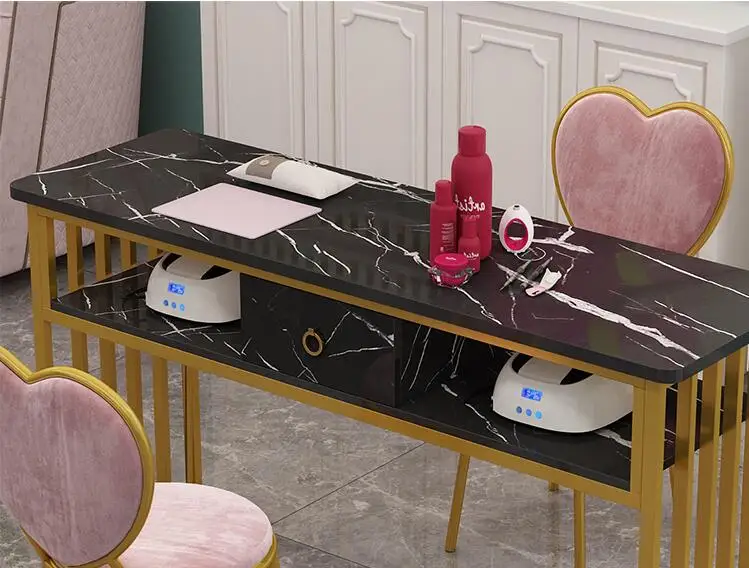 Moderne Eenvoudige Manicure Tafel En Stoel Set Enkel Dubbel Triple Netto Rode Manicure Tafel Dubbeldeks Manicure Tafel Zuinig