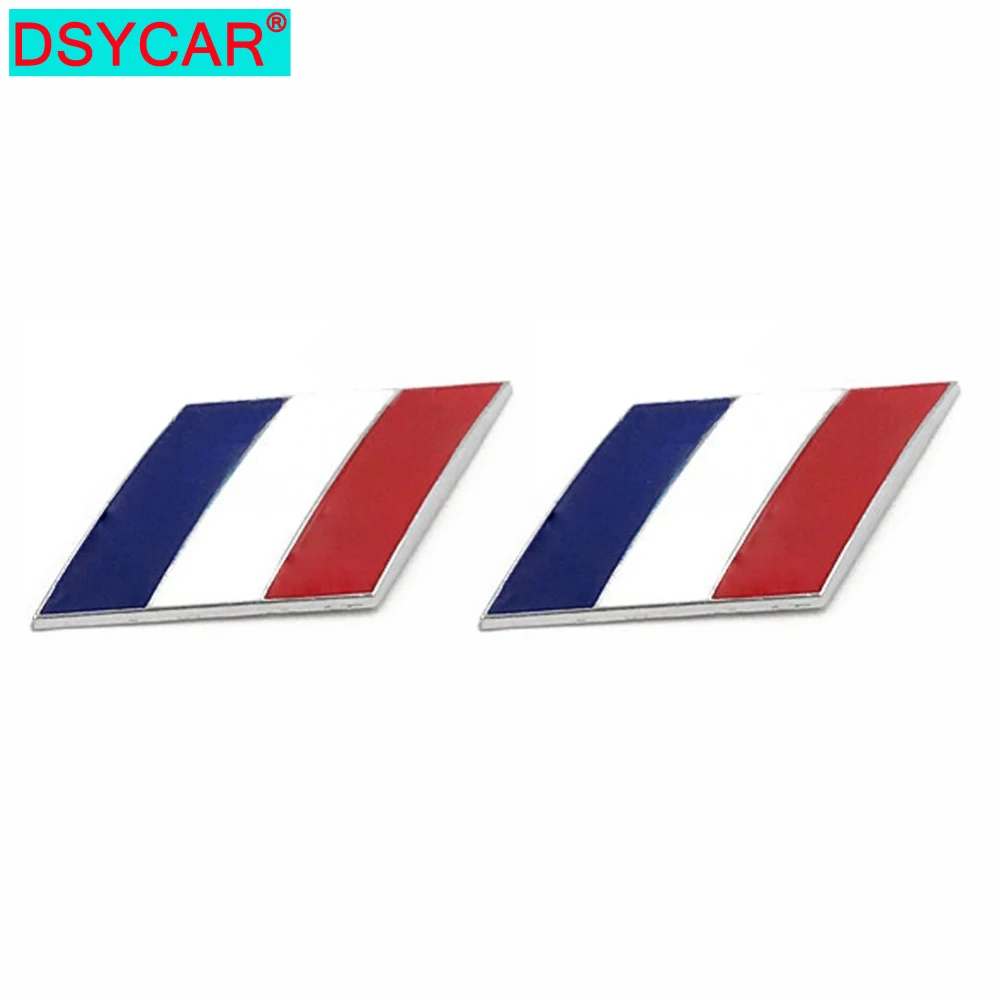 

DSYCAR 2Pcs 3D Metal France Flag Car Body Side Fender Rear Trunk Emblem Badge Stickers for Peugeot Citroen Renault Bugatti DS