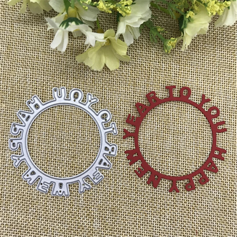 Oval Happy New Year Metal Cutting die keychain shaker Heart Paper Key Chain Scrapbook Paper Craft Card Punch Art Knife Cutter