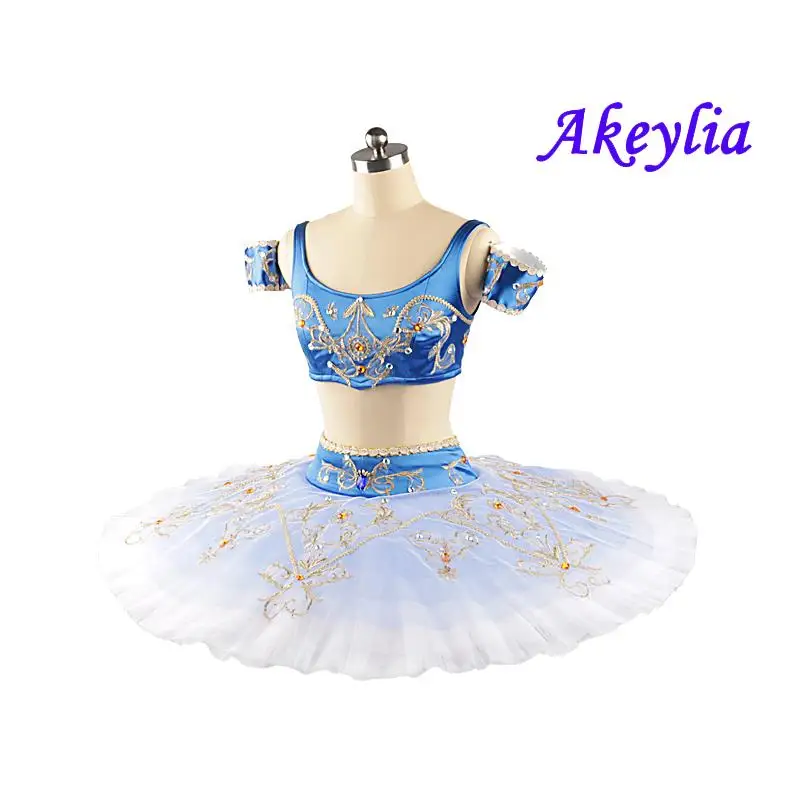 Le Corsaire Classical Tutu pancake Blue Ballet Costume Split professional ballet dress for women competition blue white JN0317