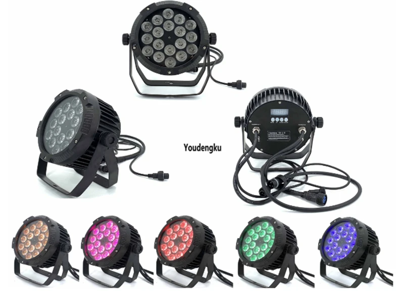 

4 pcs IP65 rgbwa uv 6in1 led Slim Par Light 18x18w 6 in 1 flat par outdoor led par 64 dmx light