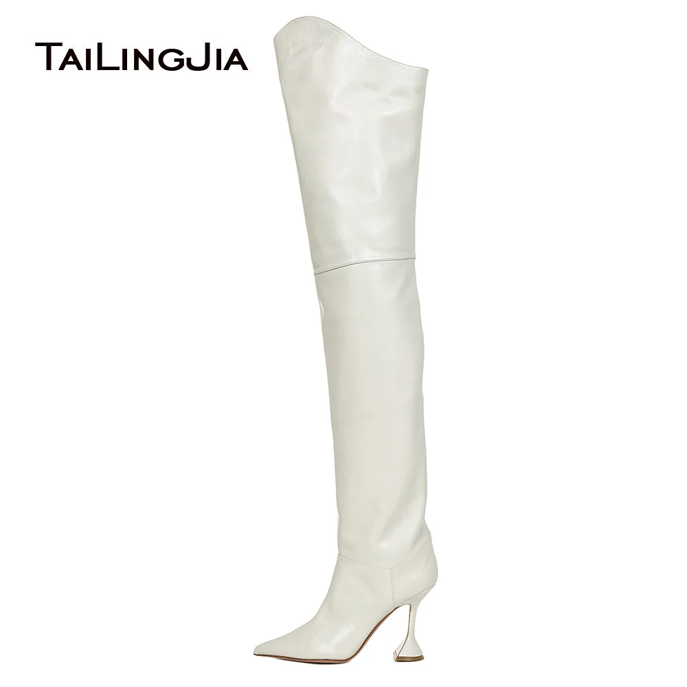 White Thigh High Boots For Thick Thighs Wide Calf Size 11 Winter Shoes For Women 2024 High Heel Ladies Over Knee Boot Plus Size